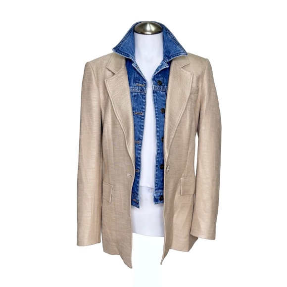 $645 VERONICA BEARD Lyda Dickey Blazer Jacket Sz 8 Beige Tan - Picture 8 of 16